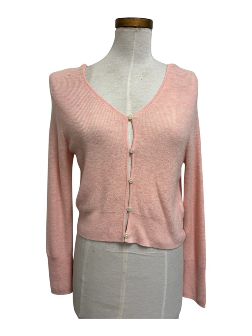J. Crew Pale Pink Button-Front cashmere Cardigan L